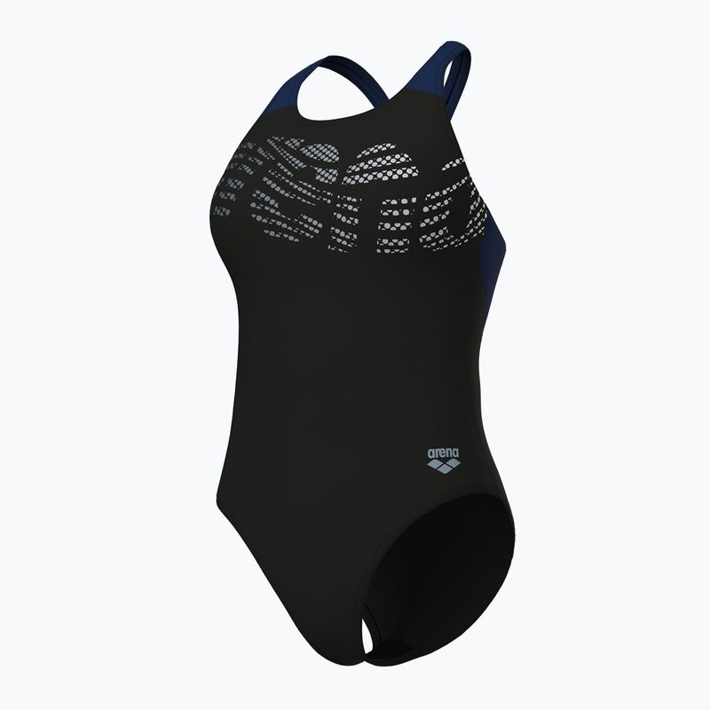 Moteriškas vientisas maudymosi kostiumėlis arena Flowing V Back black/navy 4