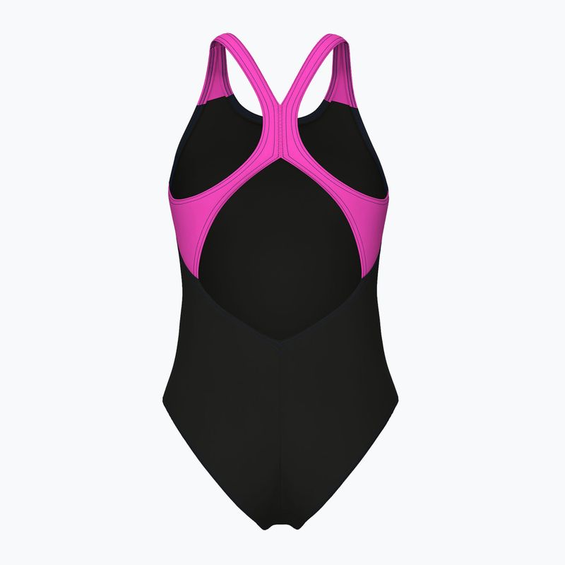Moteriškas vientisas maudymosi kostiumėlis arena Flowing V Back black/shocking pink 2