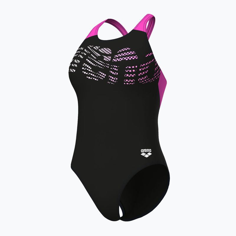 Moteriškas vientisas maudymosi kostiumėlis arena Flowing V Back black/shocking pink 4