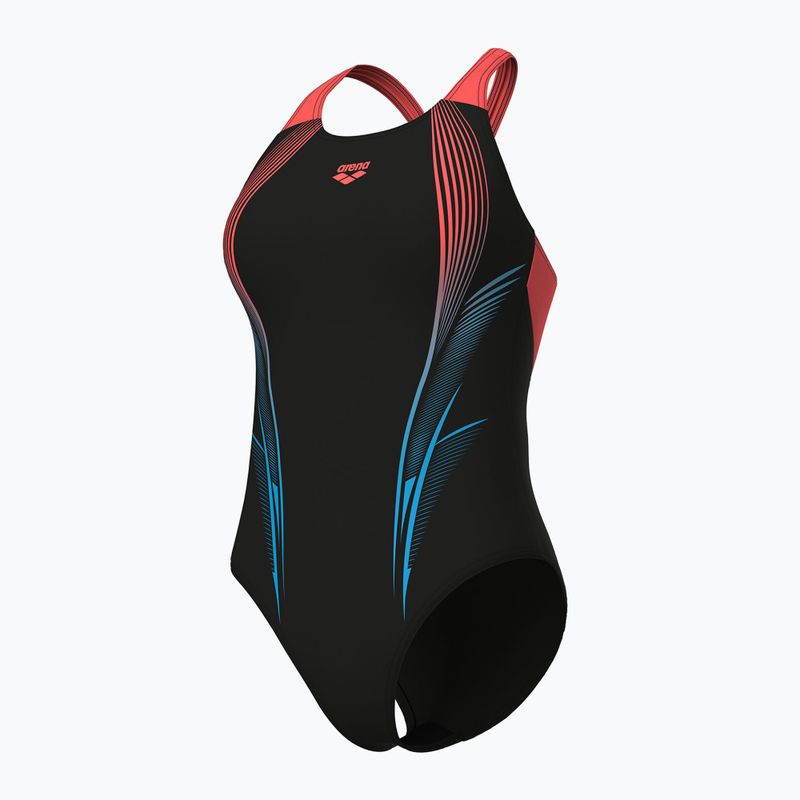 Moteriškas vientisas maudymosi kostiumėlis arena Blast V Back black/calypso coral 4