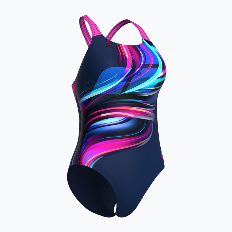 Moteriškas vientisas maudymosi kostiumėlis arena Bloom Swim Pro Back Lb multi navy/navy/shocking pink 3