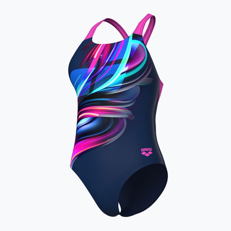 Moteriškas vientisas maudymosi kostiumėlis arena Bloom Swim Pro Back Lb multi navy/navy/shocking pink 4