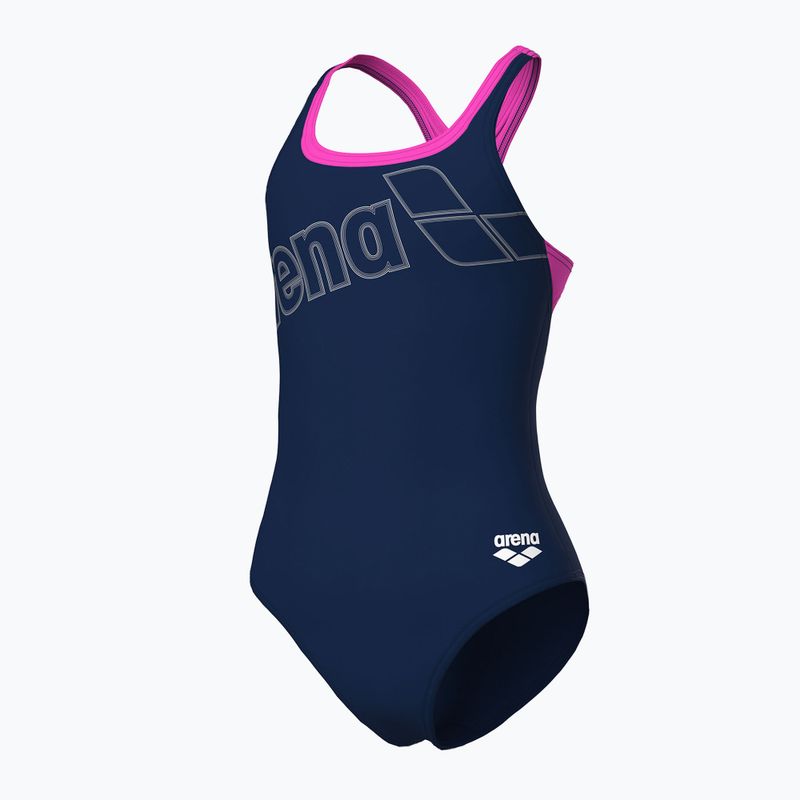 Moteriškas vientisas maudymosi kostiumėlis arena Logo Swim Pro navy/shocking pink 4
