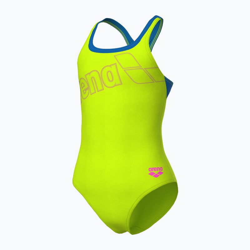 Moteriškas vientisas maudymosi kostiumėlis arena Logo Swim Pro artic lime/blue china 4