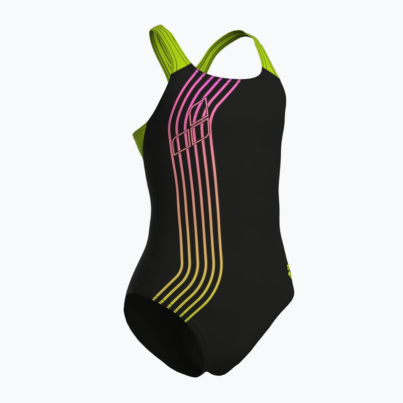 Vaikiškas vientisas maudymosi kostiumėlis arena Sound Track Swim Pro Back black/artic lime 3