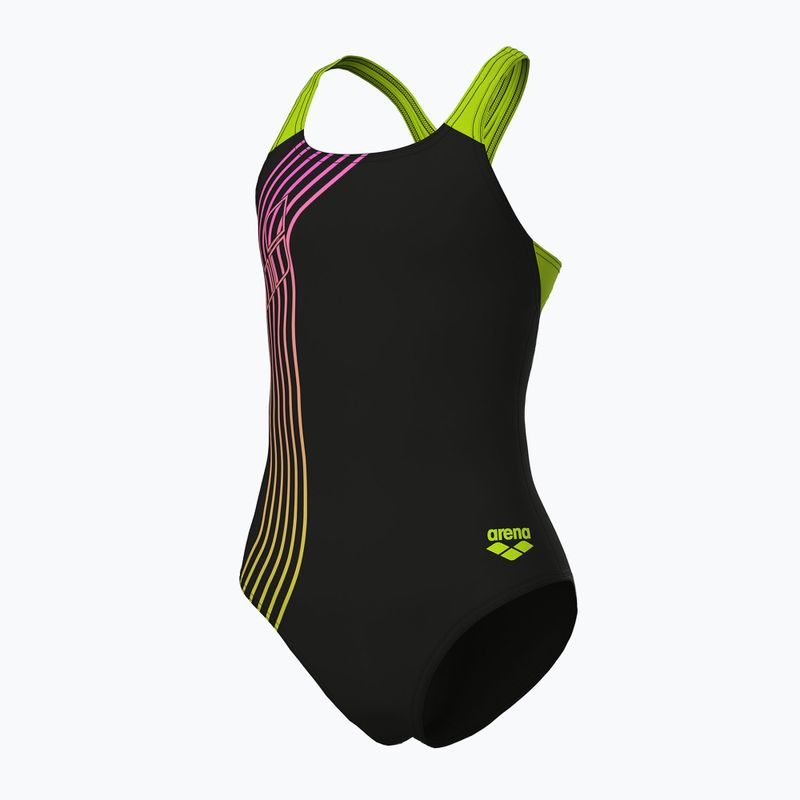Vaikiškas vientisas maudymosi kostiumėlis arena Sound Track Swim Pro Back black/artic lime 4