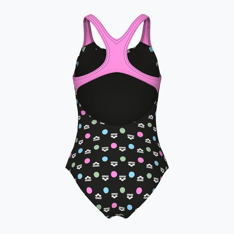 Vaikiškas vientisas maudymosi kostiumėlis arena Multiple Dot Swim Pro Back multi black/orchid 2