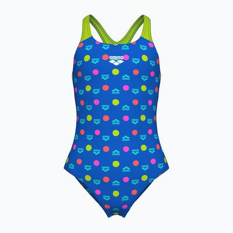 Vaikiškas vientisas maudymosi kostiumėlis arena Multiple Dot Swim Pro Back multi blue/artic lime