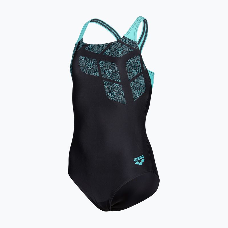 Vaikiškas vientisas maudymosi kostiumėlis arena Kikko Swim Pro Back black/water 3