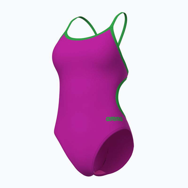 Moteriškas vientisas maudymosi kostiumėlis Arena Lace Back Solid very fuchsia/team green 3