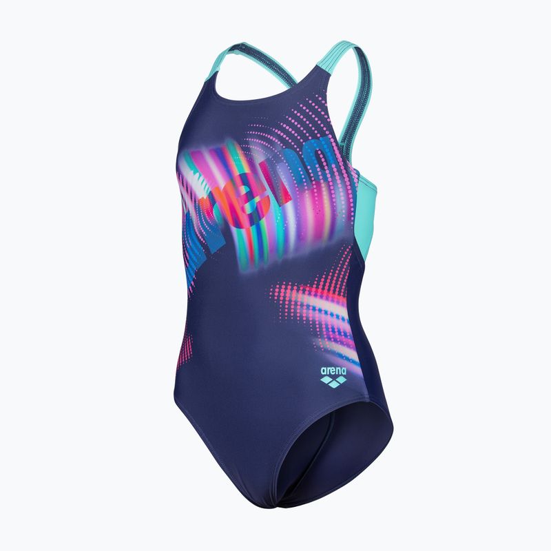Vaikiškas vientisas maudymosi kostiumėlis arena Lit Logo V Back L navy/water 3