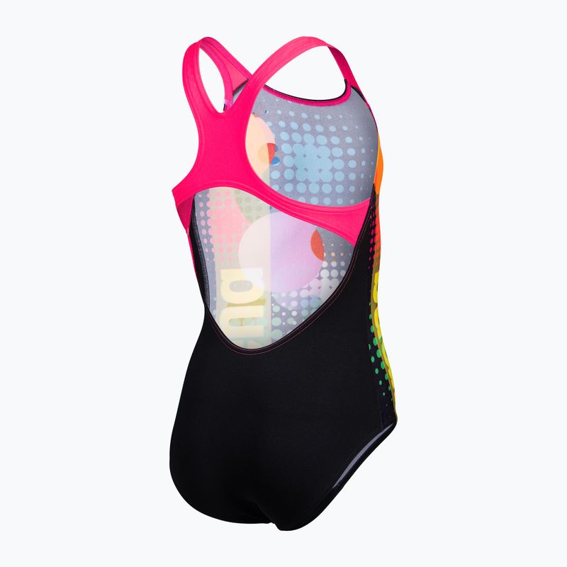 Vaikiškas vientisas maudymosi kostiumėlis arena Dots Swim Pro Back black multi/black/shocking pink 4