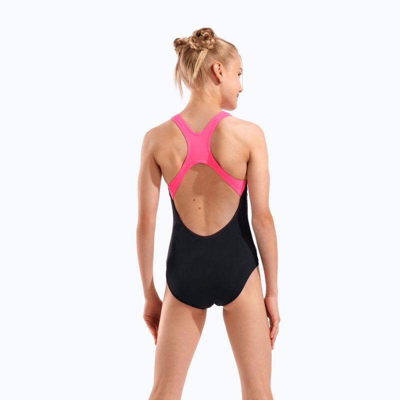 Vaikiškas vientisas maudymosi kostiumėlis arena Dots Swim Pro Back black multi/black/shocking pink 7