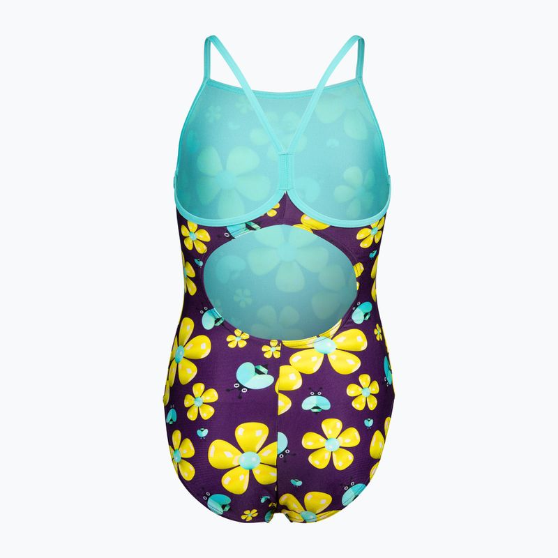 Vaikiškas vientisas maudymosi kostiumėlis arena Spring Lightdrop Back plum multi/water 2