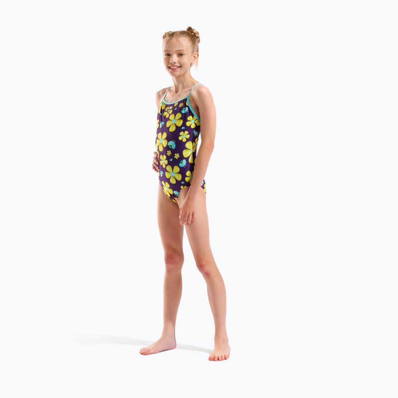Vaikiškas vientisas maudymosi kostiumėlis arena Spring Lightdrop Back plum multi/water 6