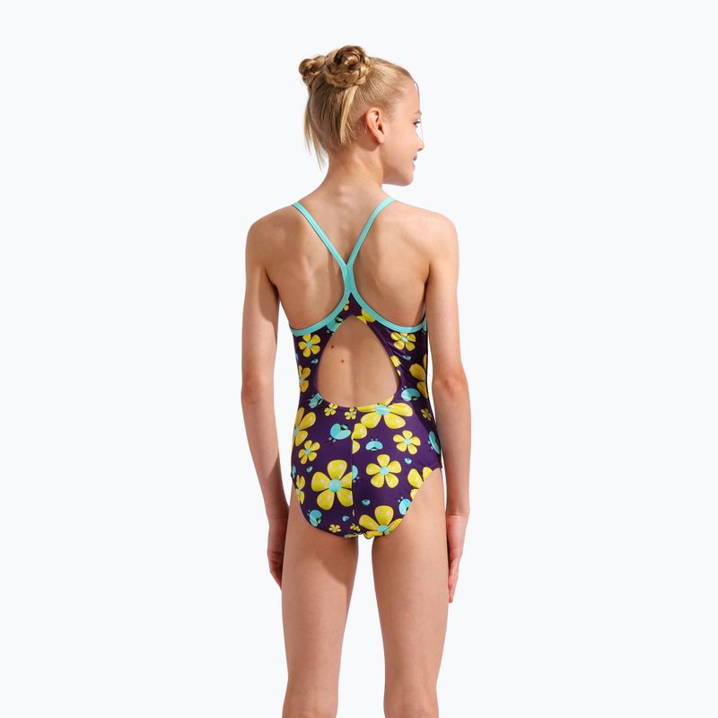 Vaikiškas vientisas maudymosi kostiumėlis arena Spring Lightdrop Back plum multi/water 7
