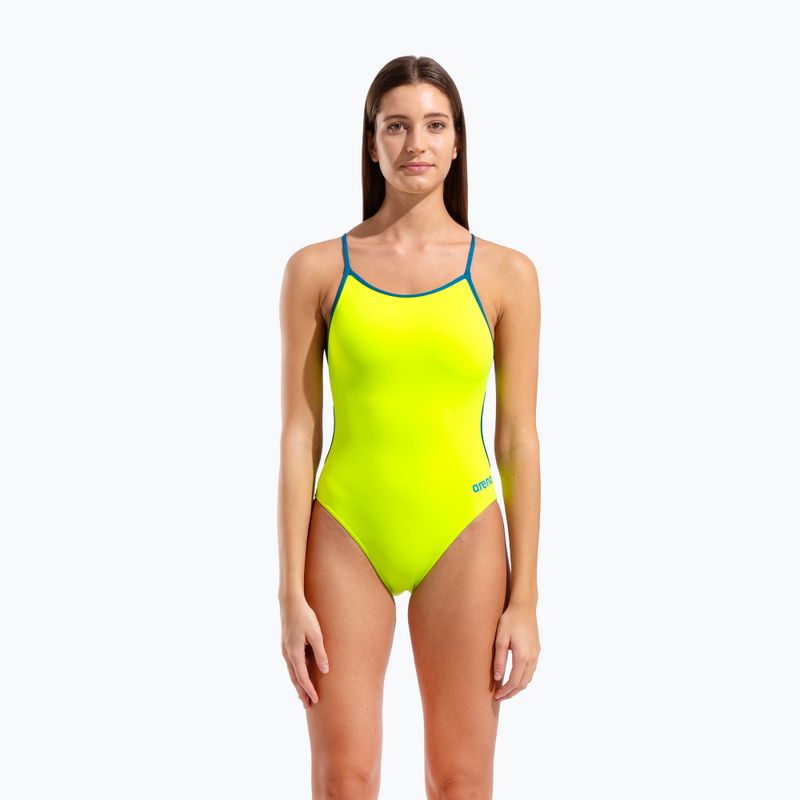 Moteriškas vientisas maudymosi kostiumėlis Arena Lace Back Solid artic lime/blue cosmo 5