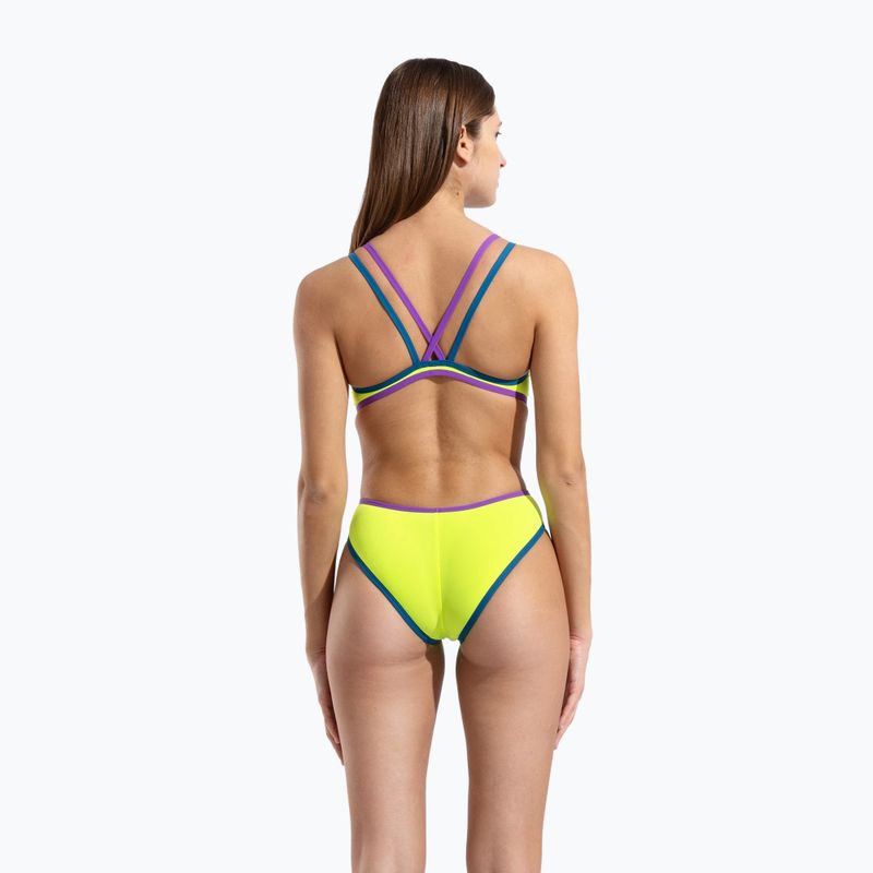 Moteriškas vientisas maudymosi kostiumėlis arena One Double Cross Back One Piece artic lime/plum/blue cosmo 7