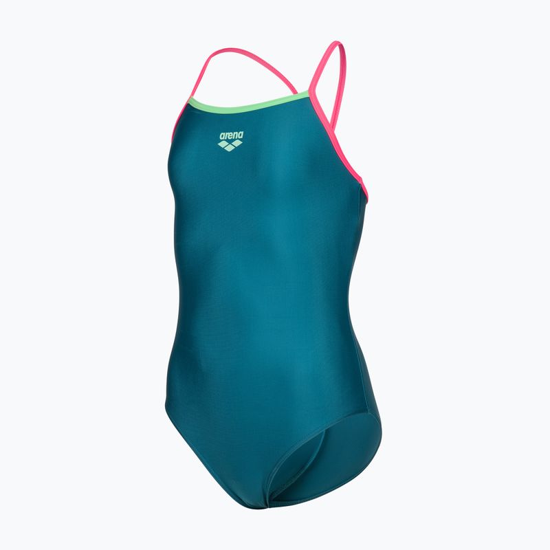 Vaikiškas vientisas maudymosi kostiumėlis arena Light Drop Solid deep teel/shocking pink/verbena 3