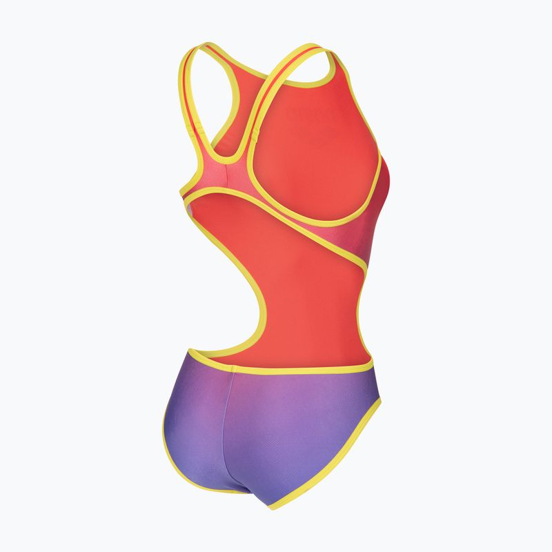 Moteriškas vientisas maudymosi kostiumėlis arena One Shaded Print Tech One Back bright coral royal multi/soft green 4