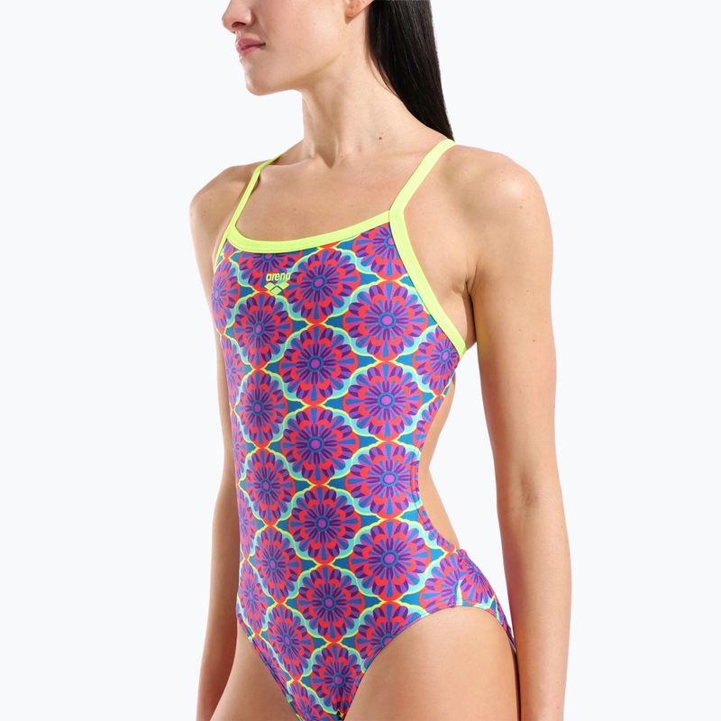 Moteriškas vientisas maudymosi kostiumėlis arena Floral Challange Back violet multi/artic lime 4