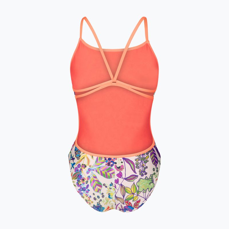 Moteriškas vientisas maudymosi kostiumėlis arena Painting Lace Back multi/bright coral 2