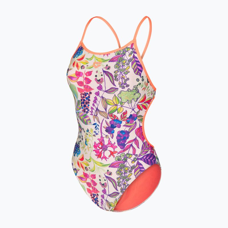 Moteriškas vientisas maudymosi kostiumėlis arena Painting Lace Back multi/bright coral 3