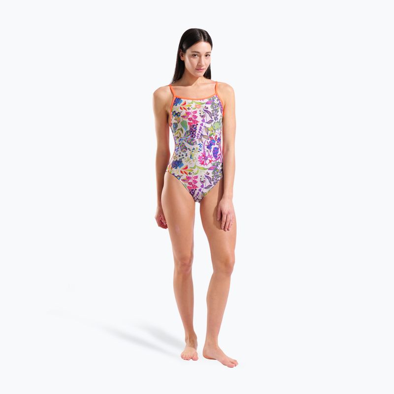 Moteriškas vientisas maudymosi kostiumėlis arena Painting Lace Back multi/bright coral 6