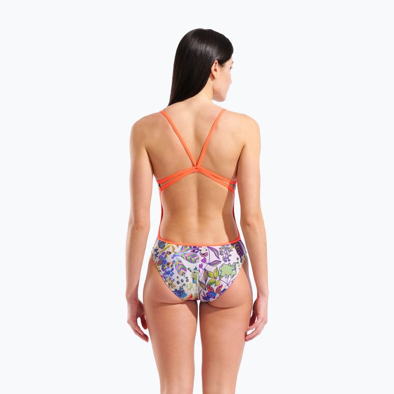 Moteriškas vientisas maudymosi kostiumėlis arena Painting Lace Back multi/bright coral 7