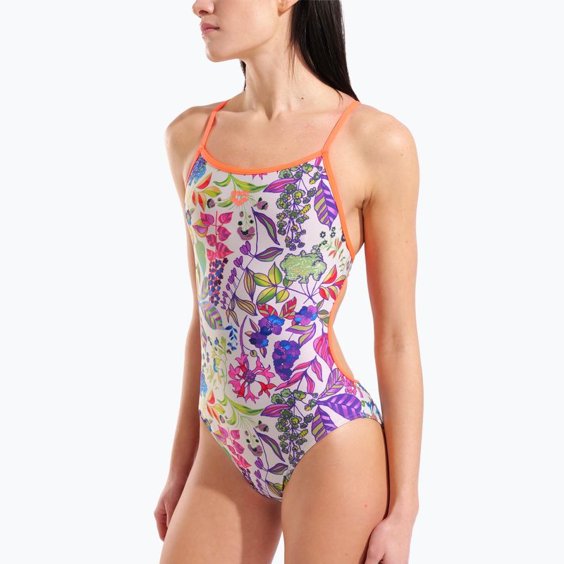 Moteriškas vientisas maudymosi kostiumėlis arena Painting Lace Back multi/bright coral 8