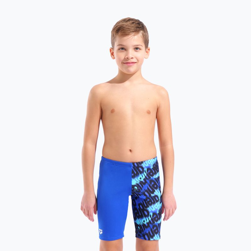 Vaikiški plaukimo šortai arena Crowded Swim Jammer neon blue/neon blue multi 5