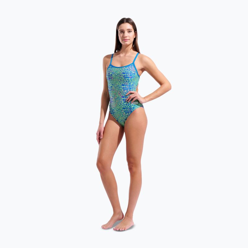 Moteriškas vientisas maudymosi kostiumėlis arena Snake Skin Challenge blue cosmo multi/blue cosmo 6