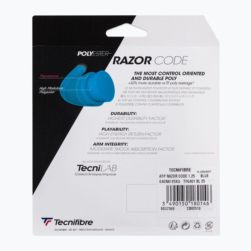Teniso stygos Tecnifibre Razor Code 12 m mėlynos spalvos 04GRA125XU 2