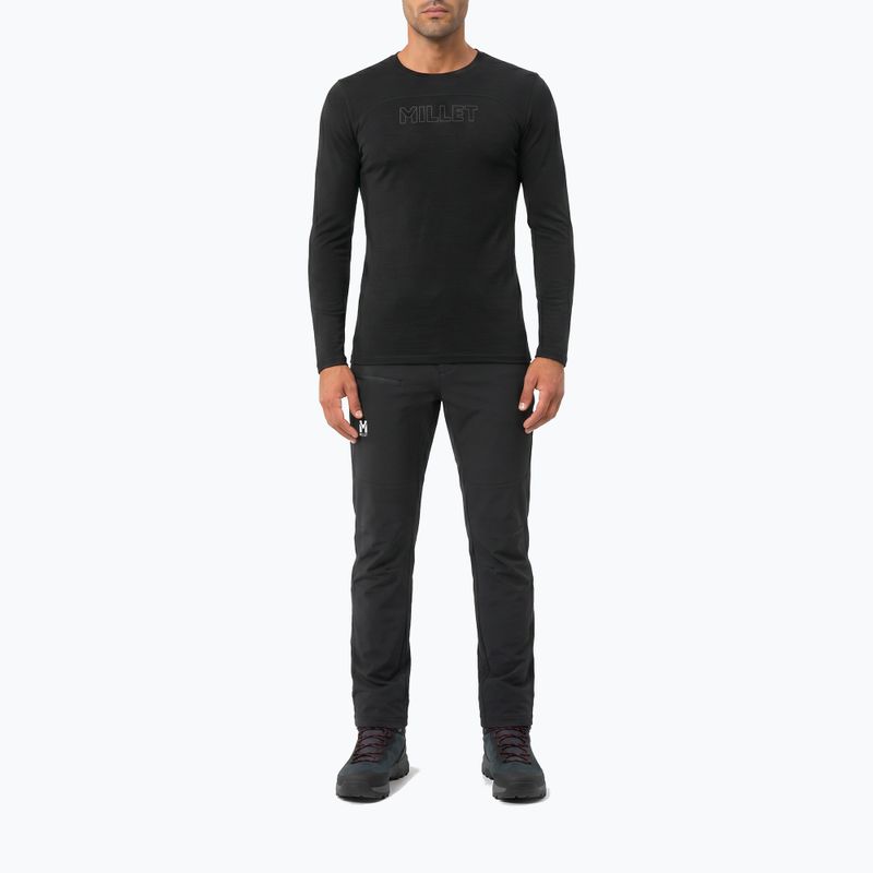 Vyriški žygio marškinėliai ilgomis rankovėmis Millet Ubic Wool LS Pullover black 2