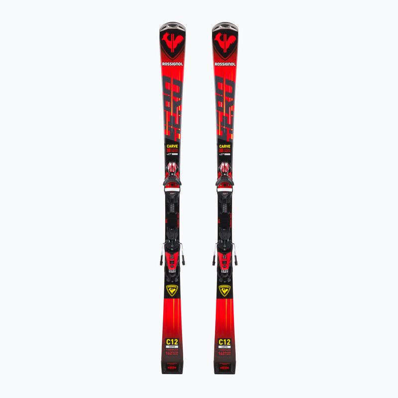 Rossignol Hero Carve K + NX12 raudonos kalnų slidės