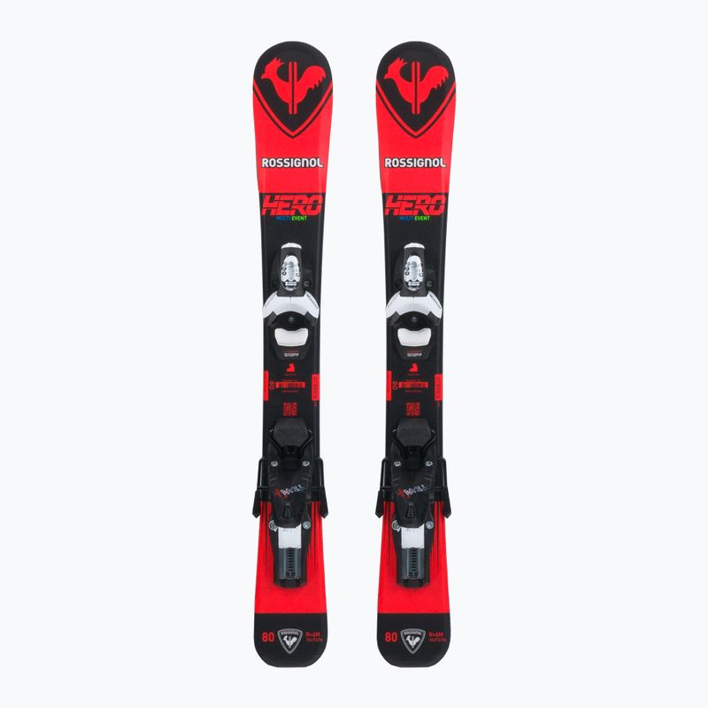 Vaikiškos kalnų slidės Rossignol Hero Pro + Team 4 GW Black Bulk red