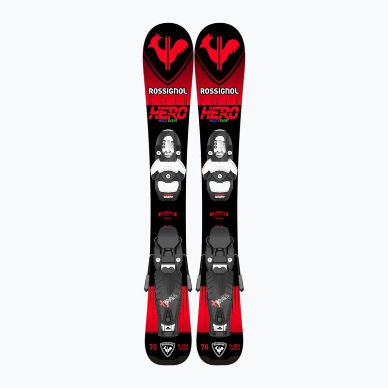 Vaikiškos kalnų slidės Rossignol Hero Pro + Team 4 GW Black Bulk red 10