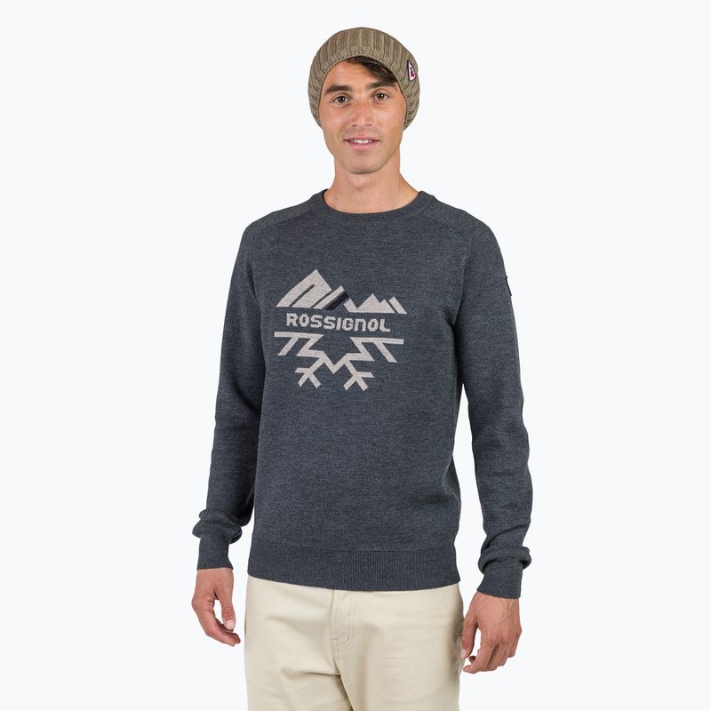 Vyriškas megztinis Rossignol Jacquard Crew Neck onyx grey