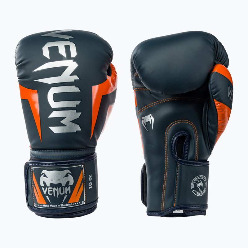 Bokso pirštinės Venum Elite navy/silver/orange 3