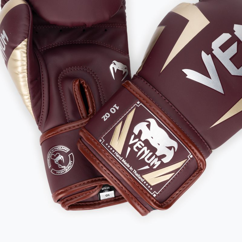 Bokso pirštinės Venum Elite burgundy/gold 4