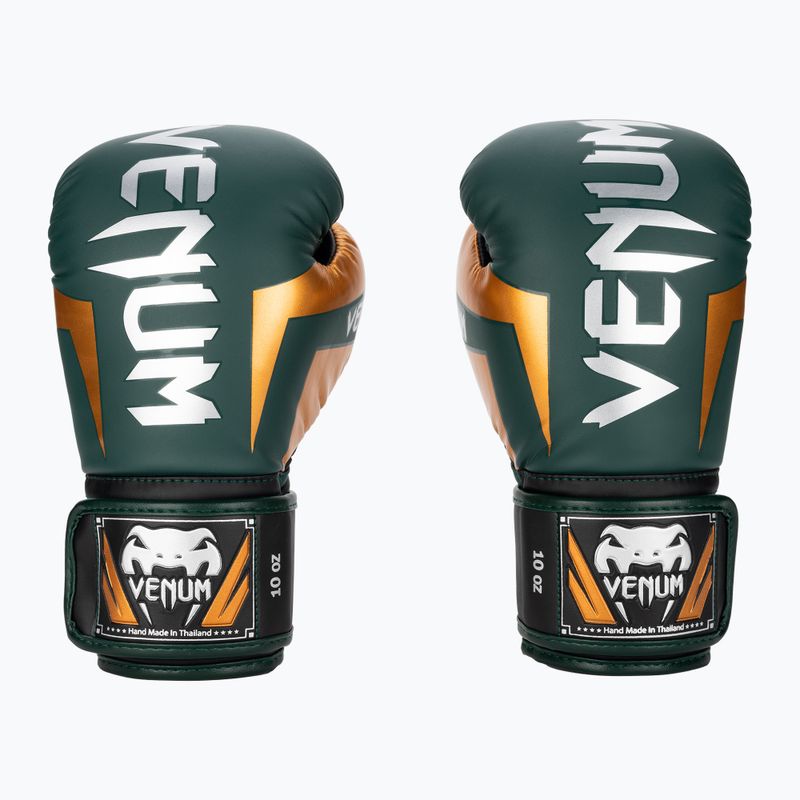Bokso pirštinės Venum Elite green/bronze/silver