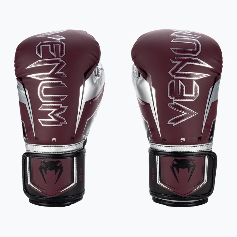 Bokso pirštinės Venum Elite Evo burgundy/silver