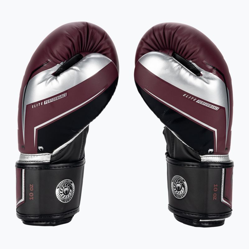 Bokso pirštinės Venum Elite Evo burgundy/silver 3