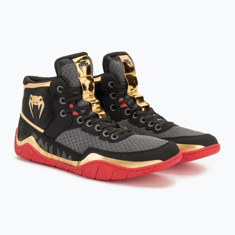 Bokso bateliai Venum Elite Wrestling black/gold/red 4