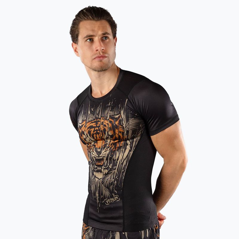 Vyriški marškinėliai Venum Tiger Men'S Short Sleeve Rashguard black/neon orange 3