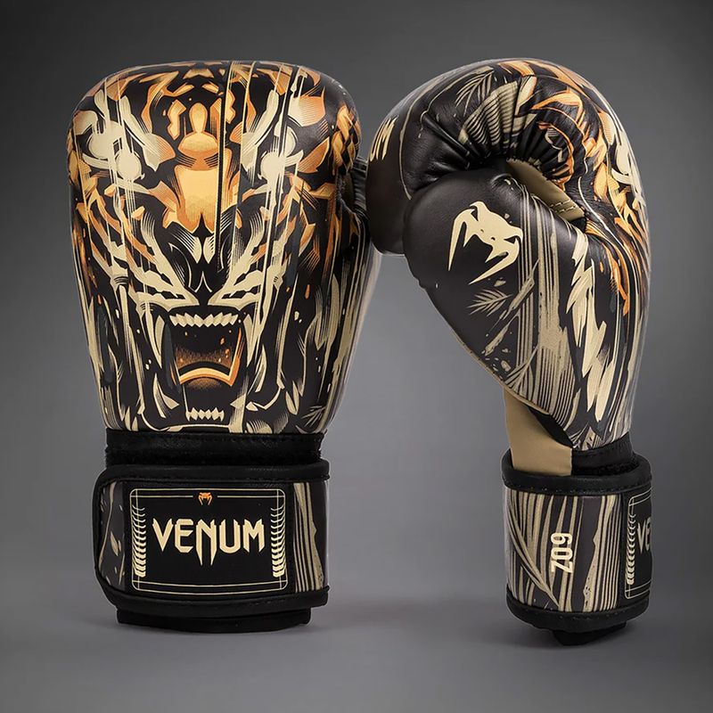 Vaikiškos bokso pirštinės Venum Tiger Kids Boxing juoda/neoninė oranžinė 2