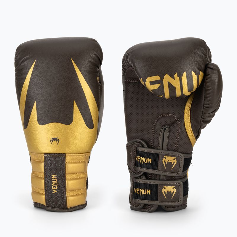 Bokso pirštinės Venum Reverso Boxing chocolate/gold