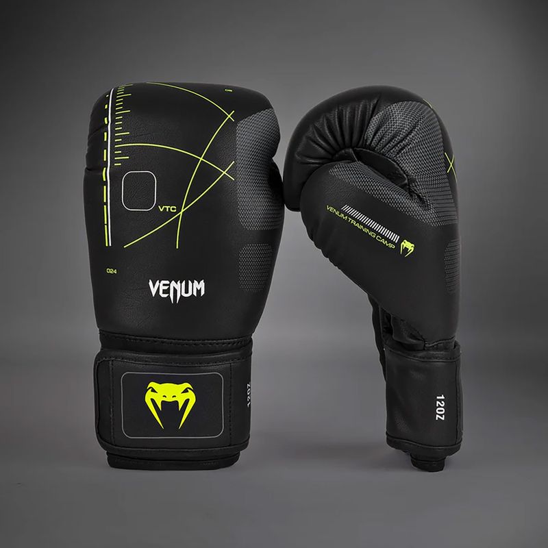 Venum Training Camp 4.0 juodos/neo žalios bokso pirštinės 2