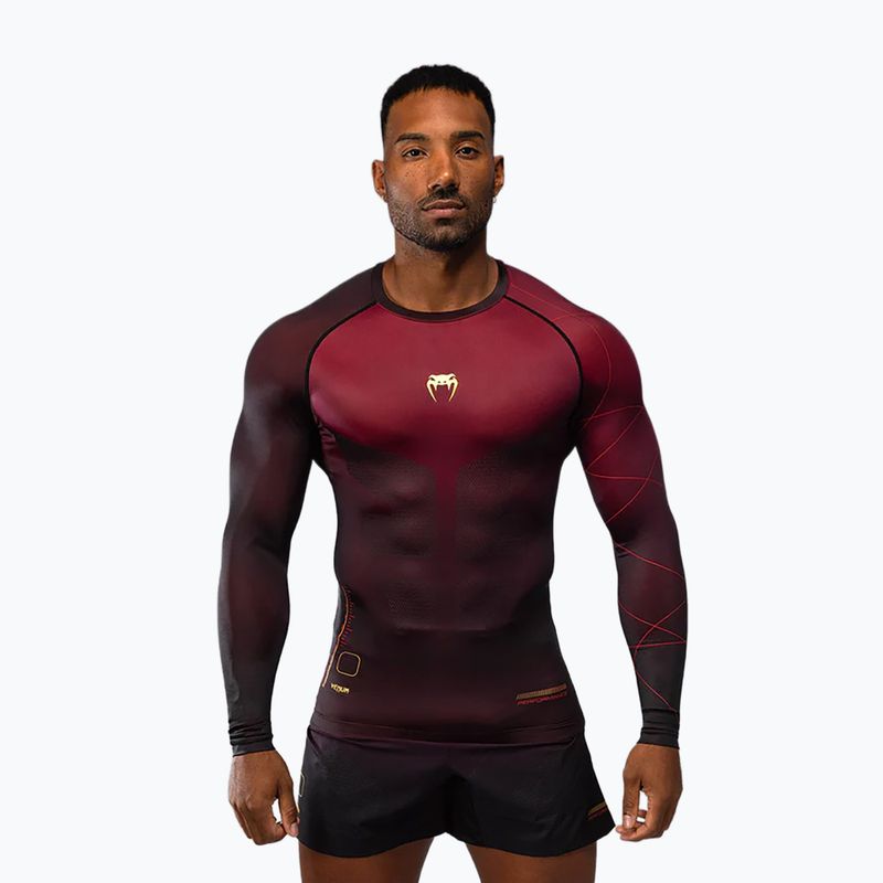 Treniruočių vyriški marškinėliai Venum Tactical XT Rashguards black/burgundy/gold