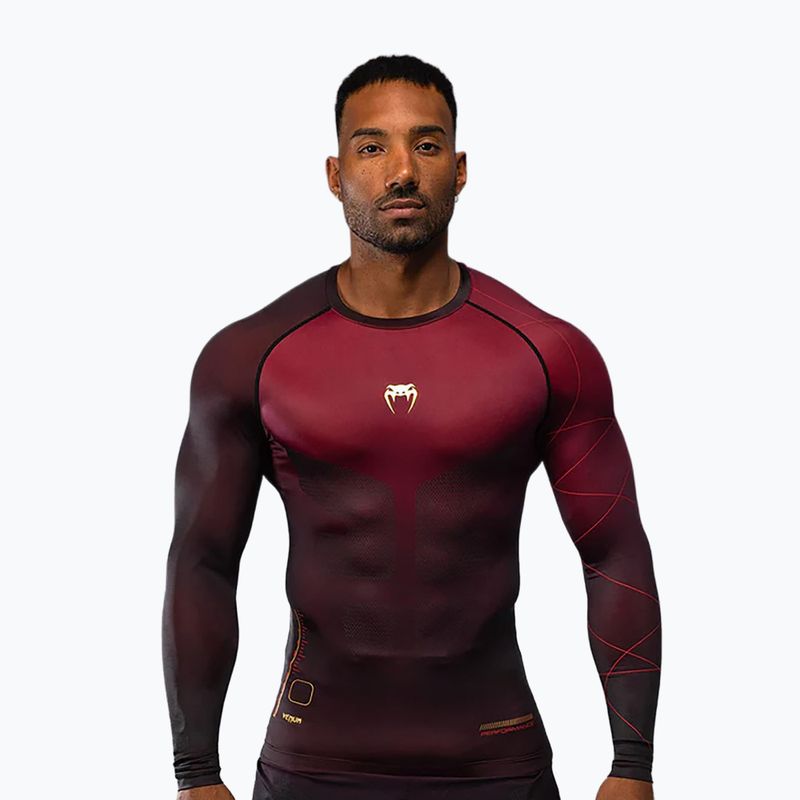Vyriški treniruočių marškinėliai ilgomis rankovėmis Venum Tactical XT Rashguards black/burgundy/gold